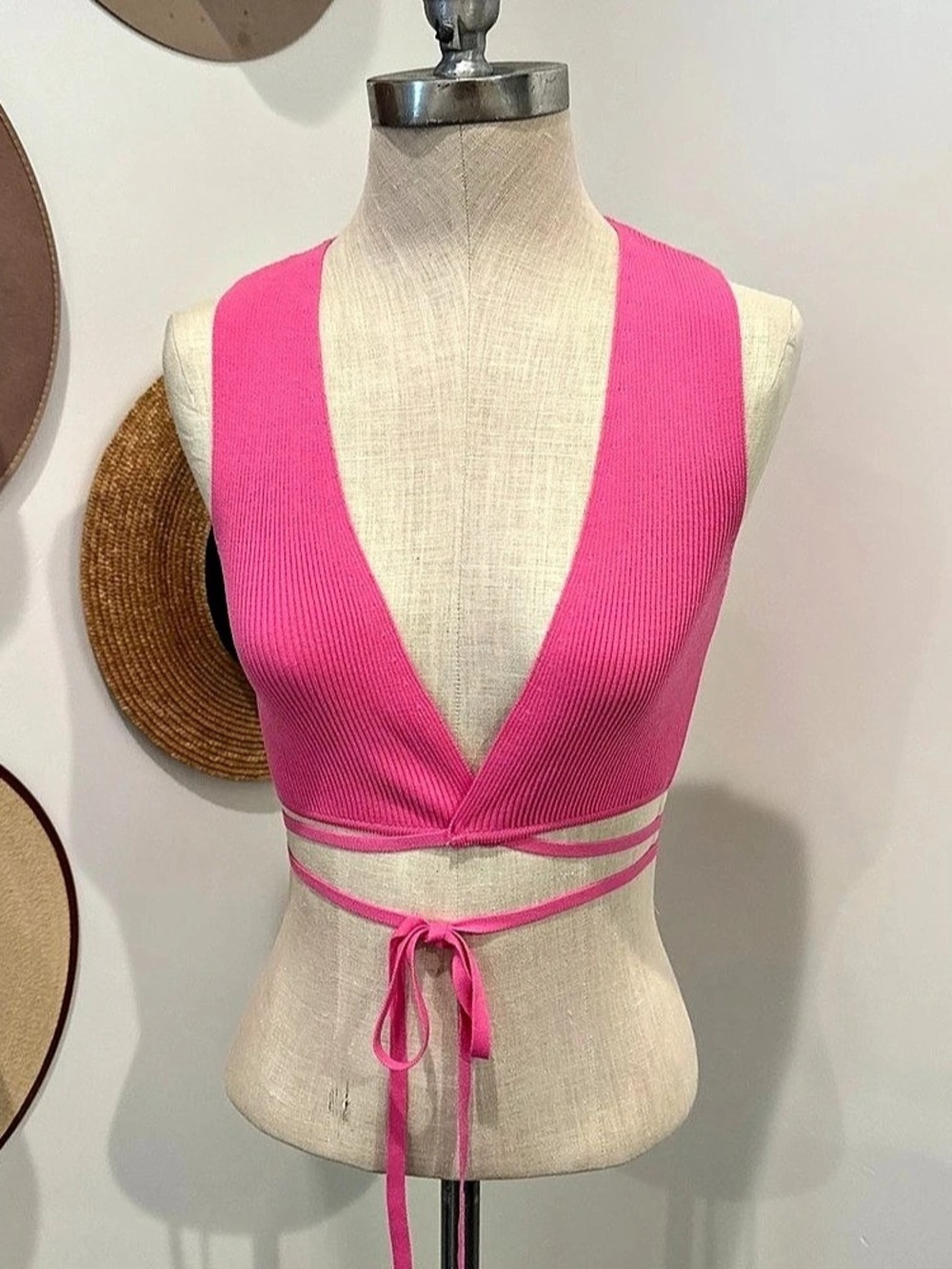 Zara Pink Wrap Crop Top brand new